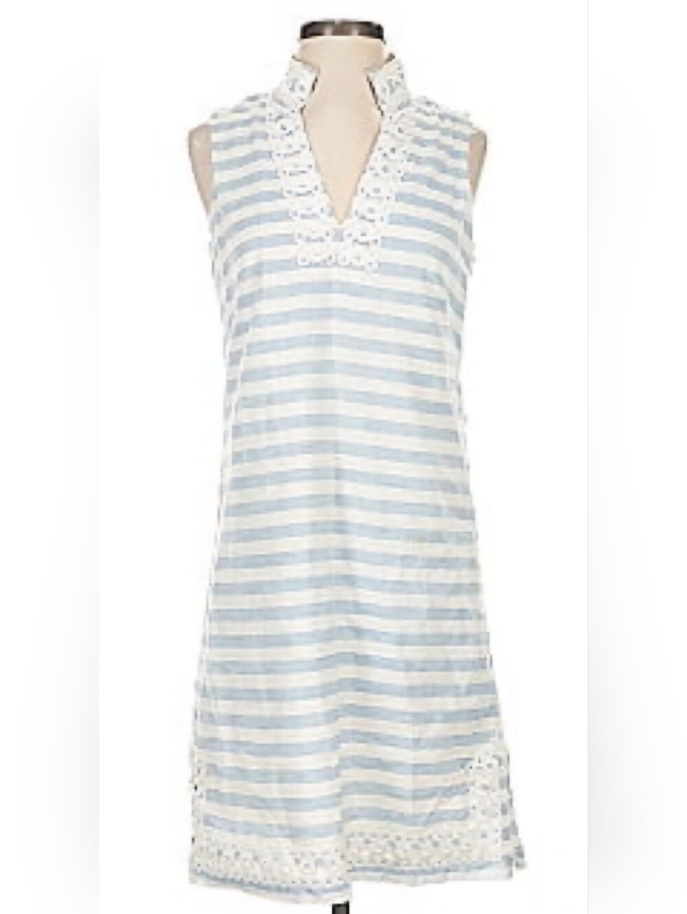 Eliza J Light Blue & White Striped Sleeveless  12